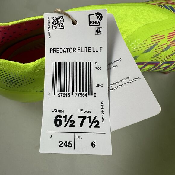 Adidas Predator Elite LL FG Green Pink Athletic Soccer Cleat ID3875 Men Size 6.5 - Picture 9 of 9